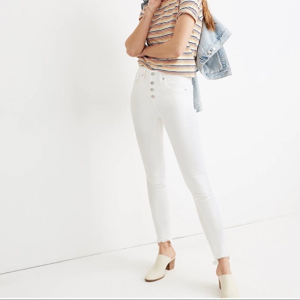 Madewell 9” Mid-Rise Skinny Jeans in Pure White size W 33 NWT